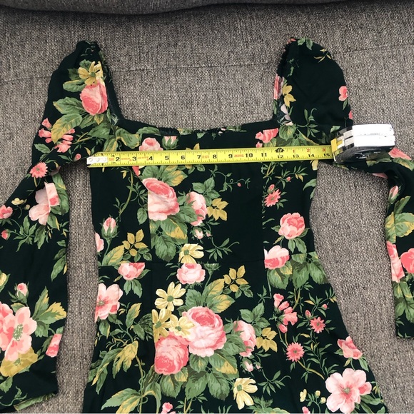 REFORMATION FOREST GREEN PINK FLORAL PRINT MIDI DRESS SUSTAINABLY MADE I… - Picture 7 of 13